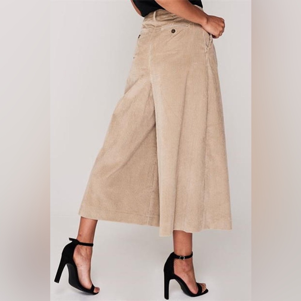 MaxMara Beige Wide-Leg Corduroy Culottes